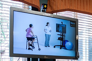 Digital therapy screen in the rehab gym